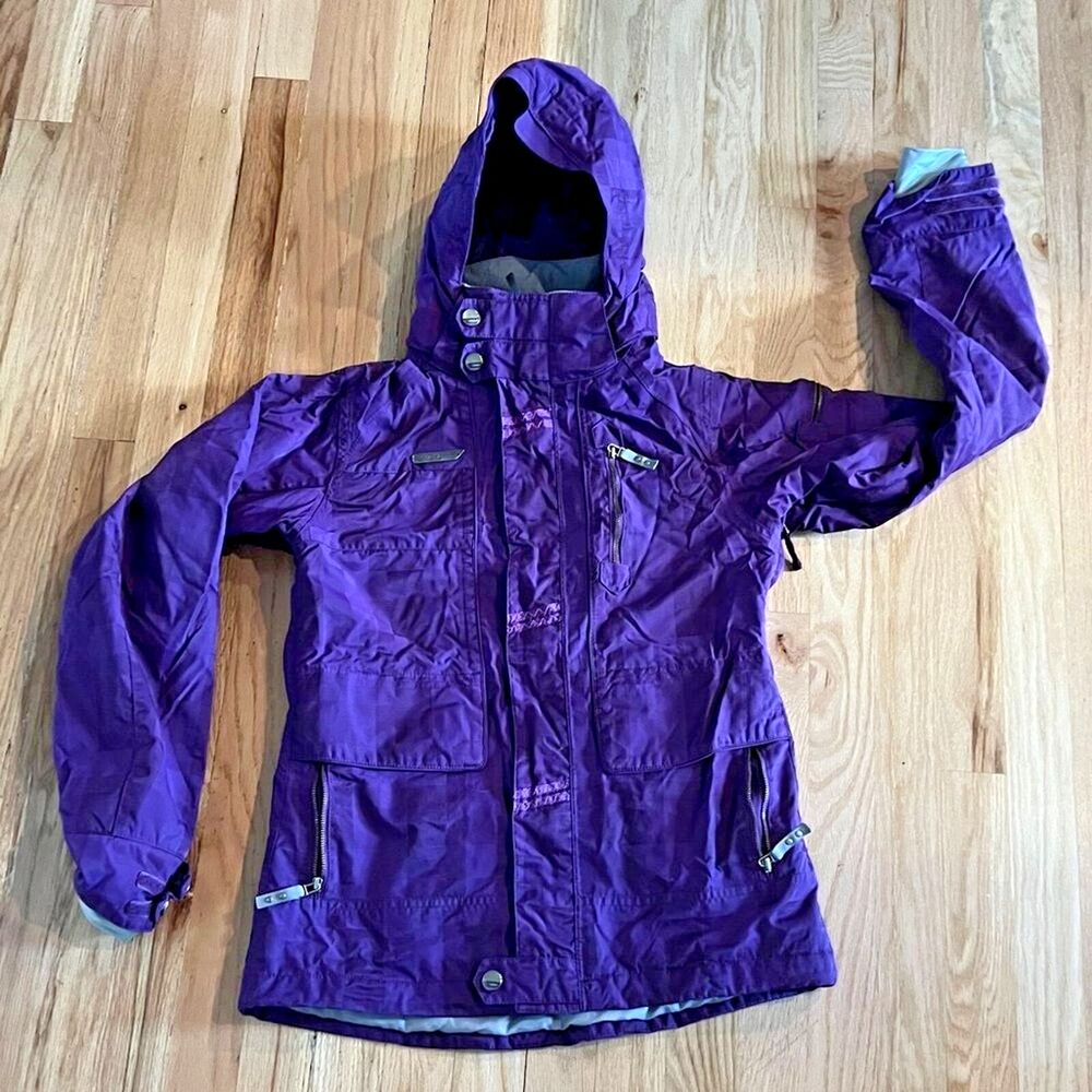 Sims Snowboarding Jacket‎ Womens Medium Purple Hooded Waterproof full zip small